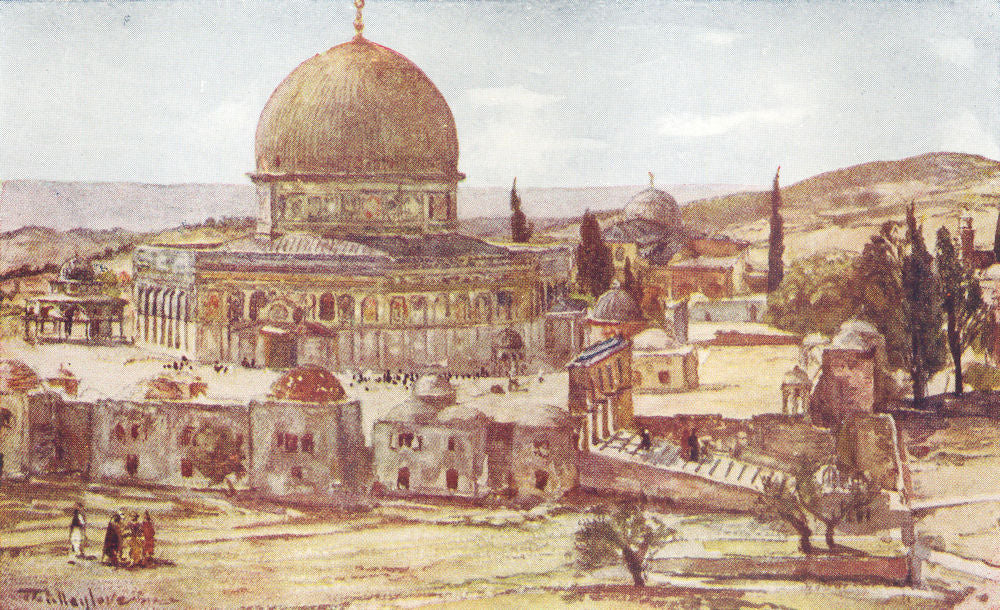 JERUSALEM. Dome of Rock(Mosque Omar)Barracks tower Antonia 1902 old print